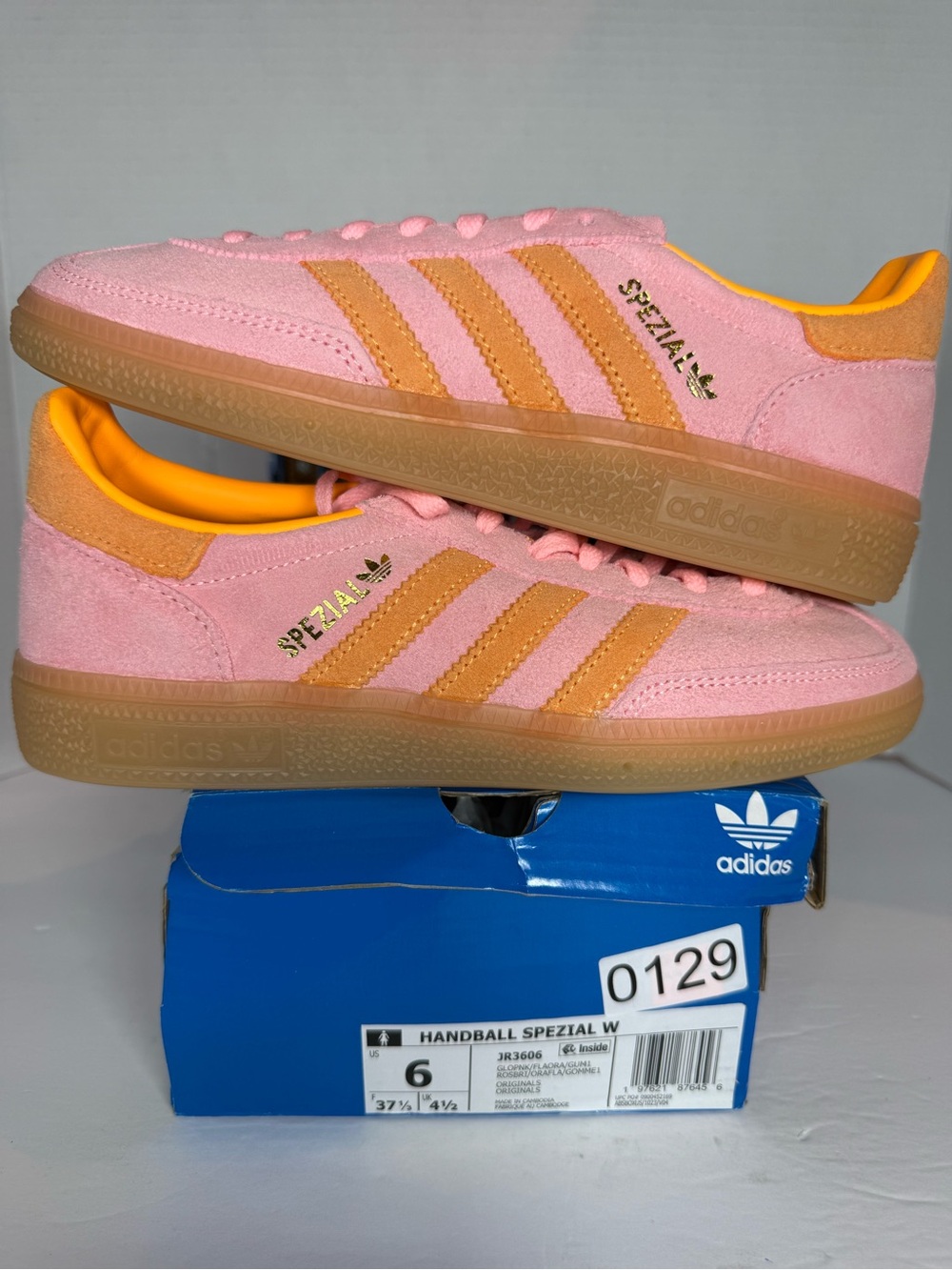 adidas pink and orange Handball Spezial suede sneakers - Picture 1 of 5